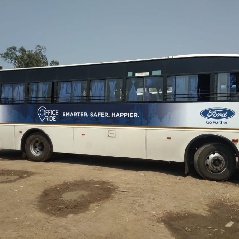 Graphics on the outside of a bus