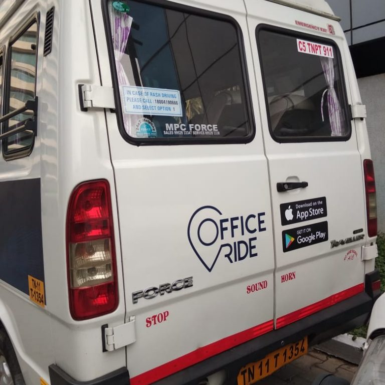 OfficeRide graphics on van exterior