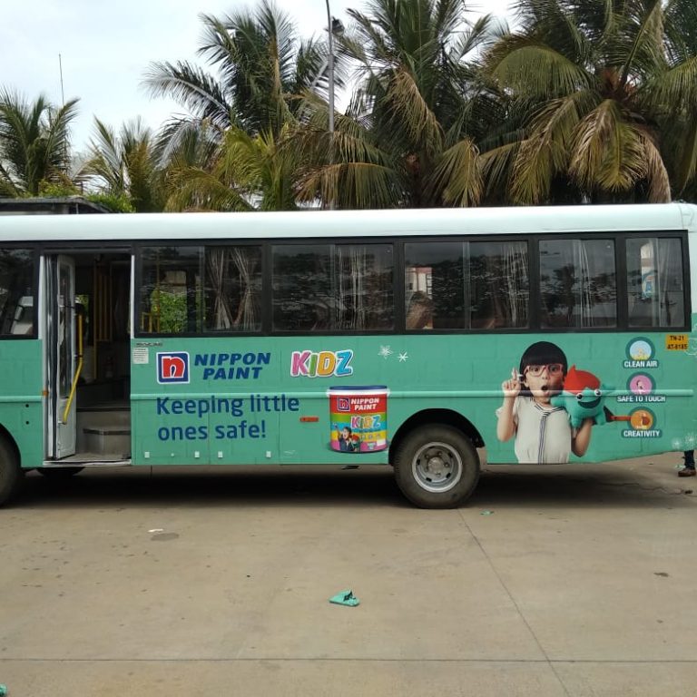 Graphics on the outside of a bus
